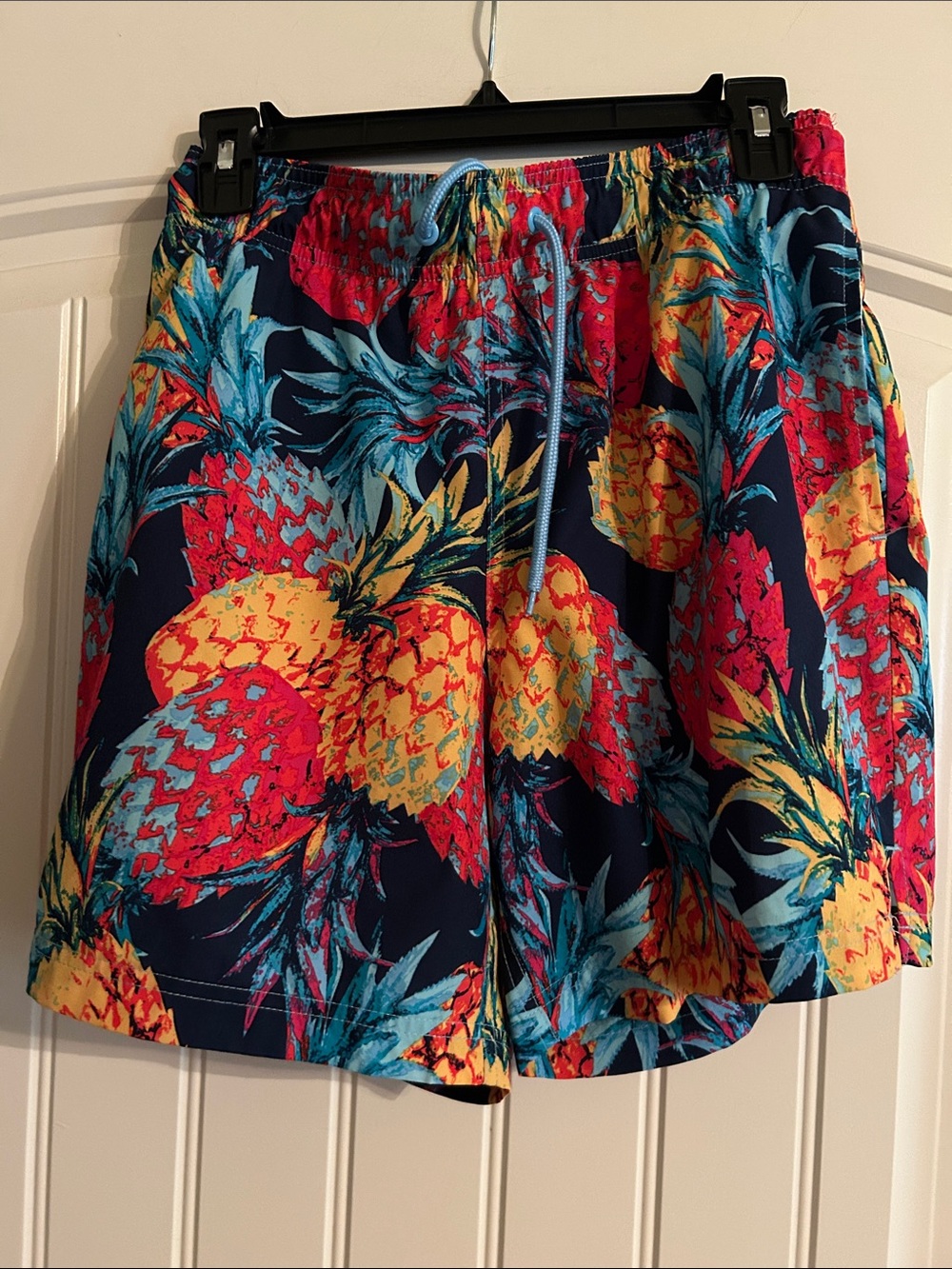 George Navy Swim Shorts with Yellow Pineapple Print